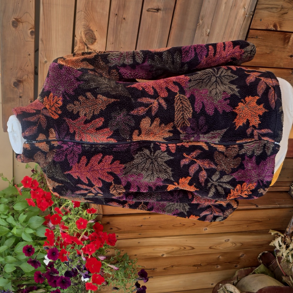 Vintage fall leaves zip up sweater